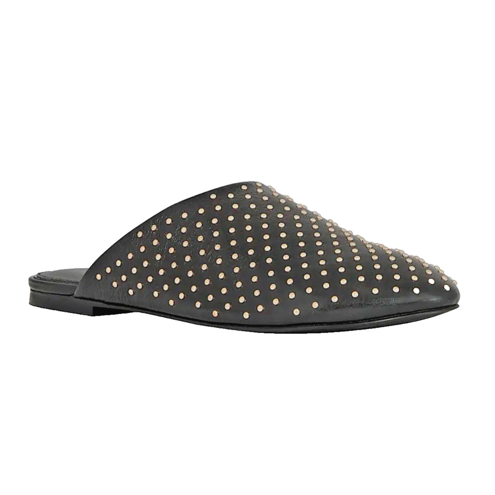 Rebecca Minkoff Studded Leather Mule 5M Black Slip On Flat NIB New
